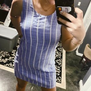 blue & white striped dress